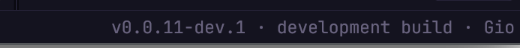 The right end of the status bar on a development build