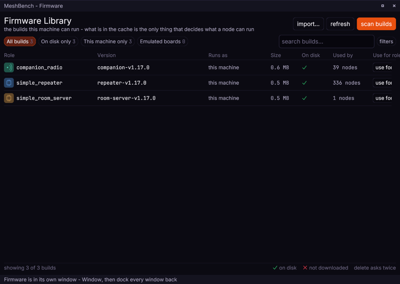 The firmware library, emulated builds included
